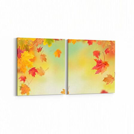 Olla 10507K2Y Ağaç Görseli Kare 2'li Yatay Kanvas Tablo (Ölçü: 65X30)
