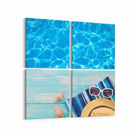 Olla 12933K4 Deniz / Okyanus Görseli Kare 4'lü Kanvas Tablo (Ölçü: 145X145)