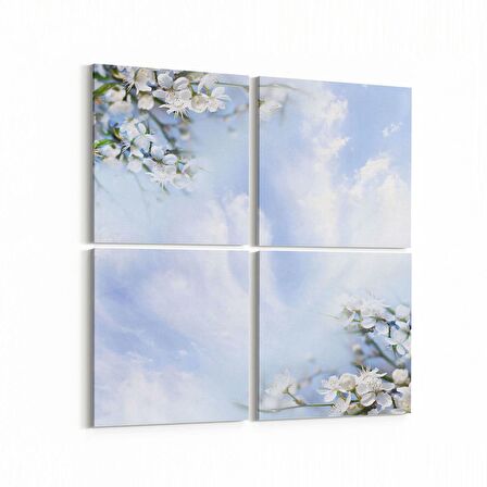 Olla 11659K4 Orkide Çiçek Görseli Kare 4'lü Kanvas Tablo (Ölçü: 65X65)