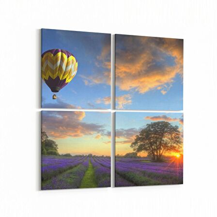 Olla 16120K4 Günbatımı Görseli Kare 4'lü Kanvas Tablo (Ölçü: 145X145)