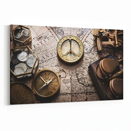 Olla 16188Y Harita Görseli Yatay Kanvas Tablo (Ölçü: 120X80)