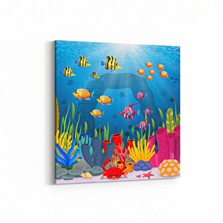 Olla 12187K Akvaryum / Balık Görseli Kare Kanvas Tablo (Ölçü: 25X25)