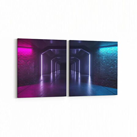 Olla 10428K2Y Abstract Tünel Görsel Kare 2'li Yatay Kanvas Tablo (Ölçü: 65X30)