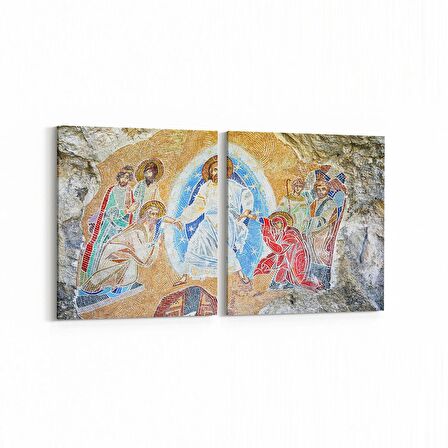 Olla 16287K2Y Heykel / Sanat Görseli Kare 2'li Yatay Kanvas Tablo (Ölçü: 65X30)