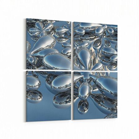 Olla 10329K4 Abstract Görsel Kare 4'lü Kanvas Tablo (Ölçü: 65X65)