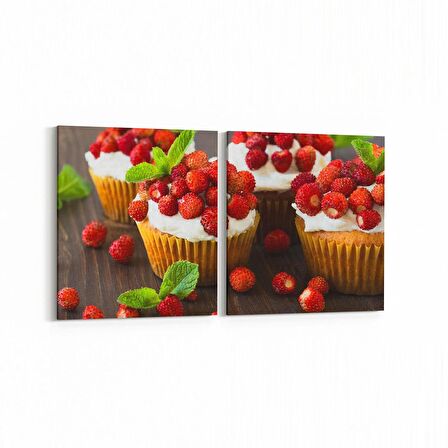 Olla 15147K2Y Gıda Görseli Kare 2'li Yatay Kanvas Tablo (Ölçü: 85X40)