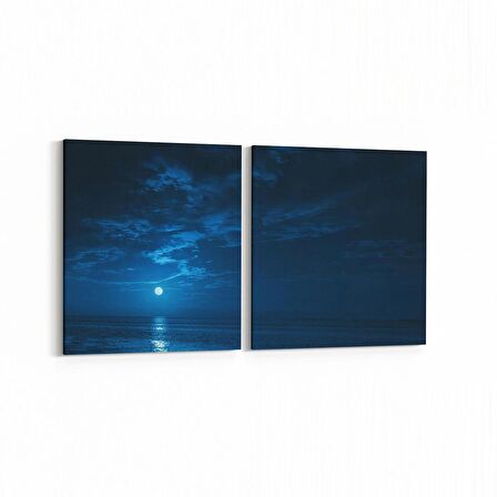 Olla 14679K2Y Gece Gökyüzü Görseli Kare 2'li Yatay Kanvas Tablo (Ölçü: 145X70)