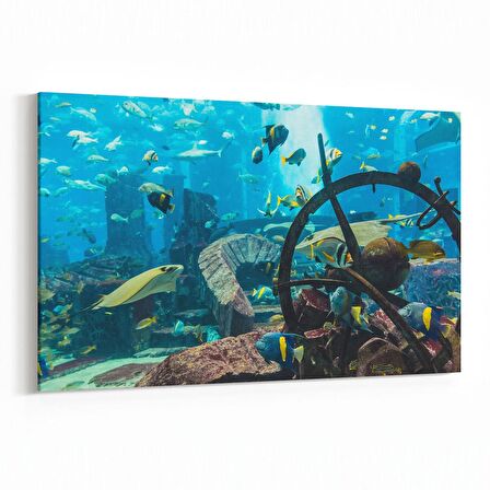 Olla 12107Y Akvaryum / Balık Görseli Yatay Kanvas Tablo (Ölçü: 45X30)