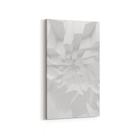 Olla 10454DD Beyaz Kabartma Görseli Dikey Dar Kanvas Tablo (Ölçü: 60X120)