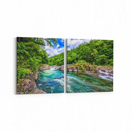 Olla 13261K2Y Doğa / Manzara Görseli Kare 2'li Yatay Kanvas Tablo (Ölçü: 85X40)