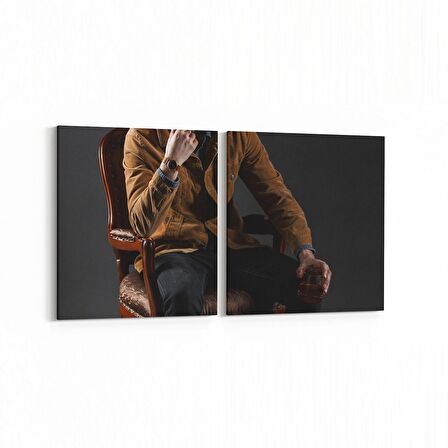 Olla 16926K2Y Model / Manken Görseli 2'li Yatay Kanvas Tablo (Ölçü: 65X30)