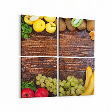 Olla 15026K4 Gıda Görseli Kare 4'lü Kanvas Tablo (Ölçü: 105X105)