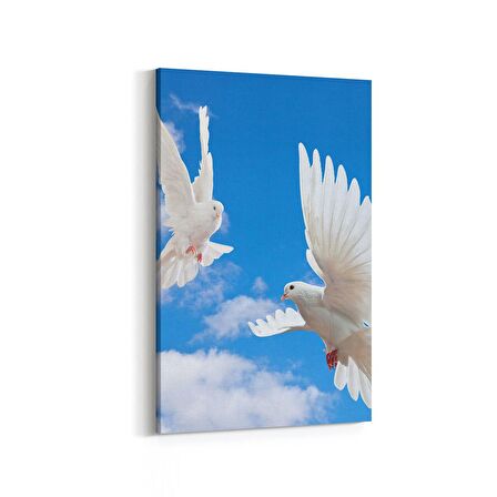 Olla 15893D Gökyüzü Kuşlar Görseli Dikey Kanvas Tablo (Ölçü: 100X150)
