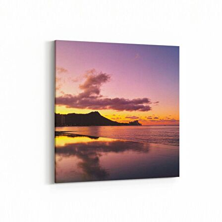 Olla 16087K Günbatımı Görseli Kare Kanvas Tablo (Ölçü: 25X25)