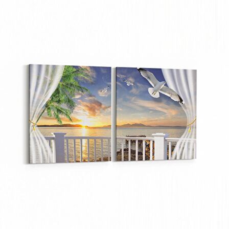 Olla 13647K2Y Doğa / Manzara Görseli Kare 2'li Yatay Kanvas Tablo (Ölçü: 145X70)