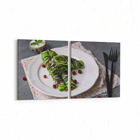 Olla 15044K2Y Gıda Görseli Kare 2'li Yatay Kanvas Tablo (Ölçü: 125X60)