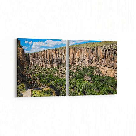 Olla 13162K2Y Doğa / Manzara Görseli Kare 2'li Yatay Kanvas Tablo (Ölçü: 125X60)