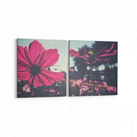 Olla 10812K2Y Ağaç Görseli Kare 2'li Yatay Kanvas Tablo (Ölçü: 145X70)