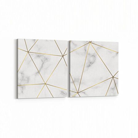 Olla 16736K2Y Mermer Desen Görsel Kare 2'li Yatay Kanvas Tablo (Ölçü: 145X70)