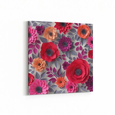 Olla 11621K Çiçek Görseli Kare Kanvas Tablo (Ölçü: 25X25)