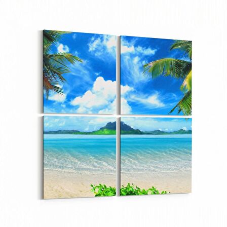 Olla 16642K4 Kumsal / Sahil Görseli Kare 4'lü Kanvas Tablo (Ölçü: 145X145)