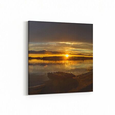 Olla 15981K Günbatımı Görseli Kare Kanvas Tablo (Ölçü: 25X25)