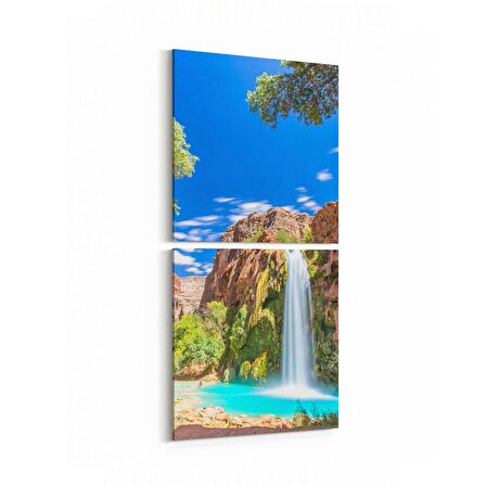 Olla 13510K2D Doğa / Manzara Görseli Kare 2'li Dikey Kanvas Tablo (Ölçü: 30X65)