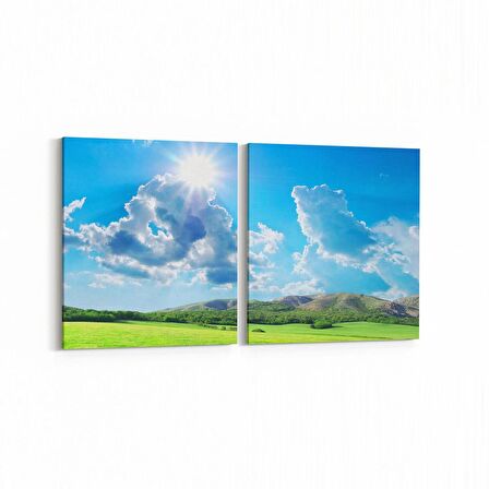 Olla 14333K2Y Doğa / Manzara Görseli Kare 2'li Yatay Kanvas Tablo (Ölçü: 65X30)