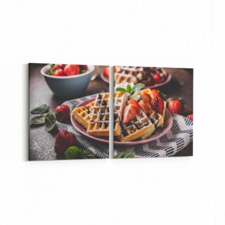 Olla 15005K2Y Gıda Görseli Kare 2'li Yatay Kanvas Tablo (Ölçü: 85X40)
