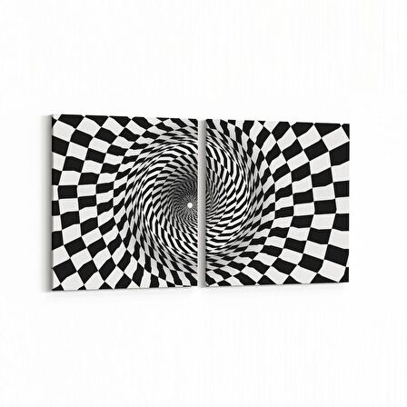Olla 10239K2Y Abstract Girdap Görsel Kare 2'li Yatay Kanvas Tablo (Ölçü: 145X70)
