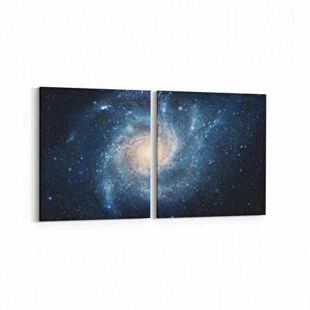 Olla 14735K2Y Gece Gökyüzü Görseli Kare 2'li Yatay Kanvas Tablo (Ölçü: 145X70)