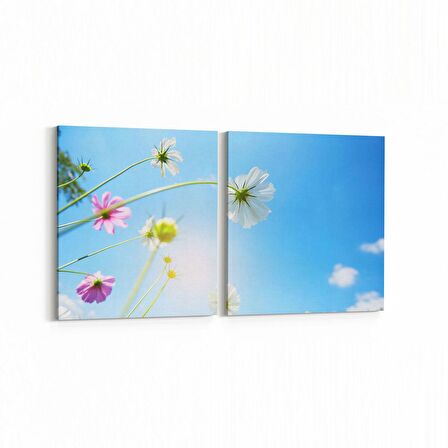 Olla 10848K2Y Ağaç Görseli Kare 2'li Yatay Kanvas Tablo (Ölçü: 125X60)