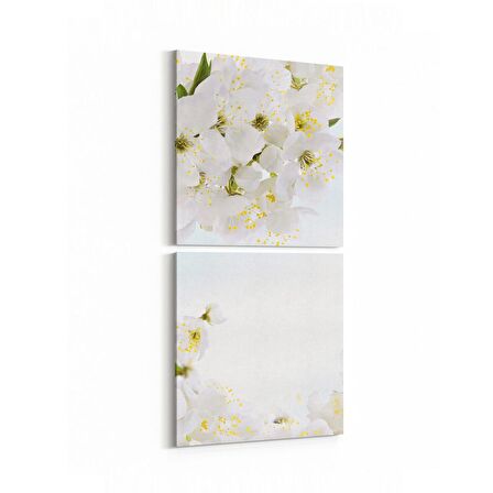 Olla 11734K2D Orkide Çiçek Görseli Kare 2'li Dikey Kanvas Tablo (Ölçü: 30X65)