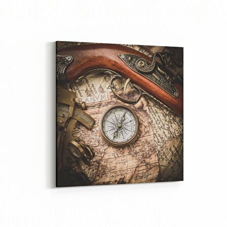 Olla 16185K Harita Görseli Kare Kanvas Tablo (Ölçü: 25X25)