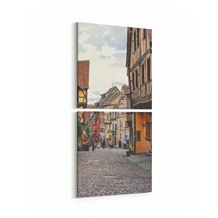 Olla 18842KD Yapı Görseli Kare 2'li Dikey Kanvas Tablo (Ölçü: 30X65)