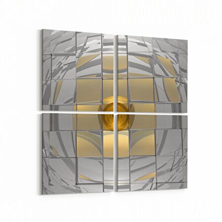 Olla 10047K4 Abstract 3 Boyut Görsel Kare 4'lü Kanvas Tablo (Ölçü: 145X145)