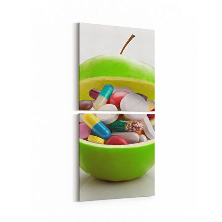 Olla 15031K2D Gıda Görseli 2'li Dikey Kanvas Tablo (Ölçü: 30X65)