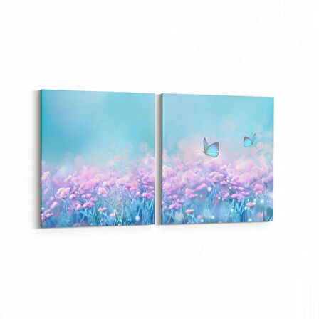 Olla 11668K2Y Orkide Çiçek Görseli 2'li Yatay Kanvas Tablo (Ölçü: 125X60)