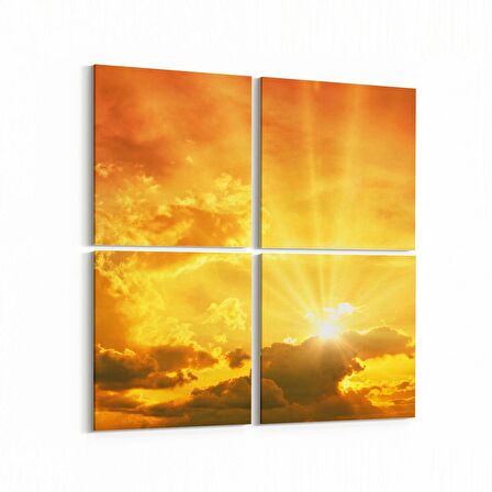 Olla 16117K4 Günbatımı Görseli Kare 4'lü Kanvas Tablo (Ölçü: 145X145)