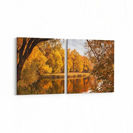 Olla 13581K2Y Doğa / Manzara Görseli Kare 2'li Yatay Kanvas Tablo (Ölçü: 125X60)