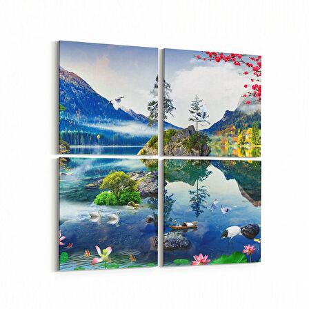 Olla 13389K4 Doğa / Manzara Görseli Kare 4'lü Kanvas Tablo (Ölçü: 65X65)
