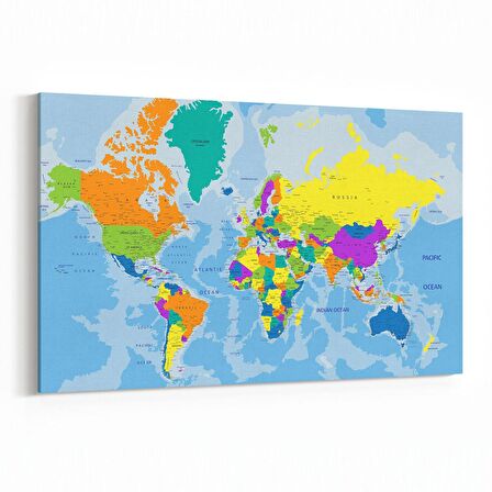 Olla 16191Y Harita Görseli Yatay Kanvas Tablo (Ölçü: 150X100)