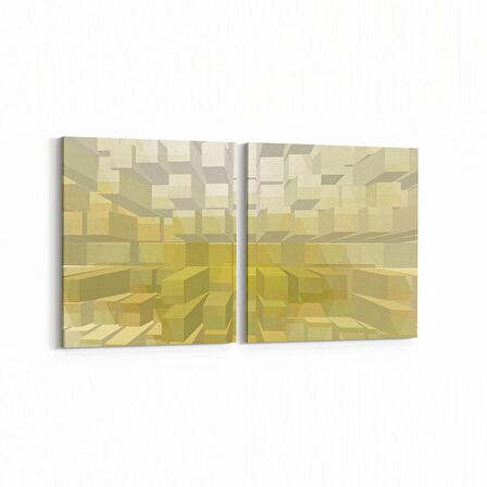 Olla 10045K2Y Abstract 3 Boyut Görsel Kare 2'li Yatay Kanvas Tablo (Ölçü: 105X50)