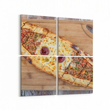 Olla 14969K4 Gıda Görseli Kare 4'lü Kanvas Tablo (Ölçü: 125X125)