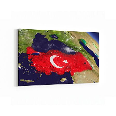 Olla 17573Y Türk Bayrağı Görseli Yatay Kanvas Tablo (Ölçü: 120X80)