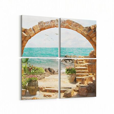 Olla 14258K4 Doğa / Manzara Görseli Kare 4'lü Kanvas Tablo (Ölçü: 65X65)