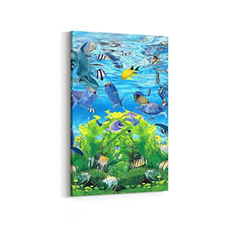 Olla 12083D Akvaryum / Balık Görseli Dikey Kanvas Tablo (Ölçü: 60X90)
