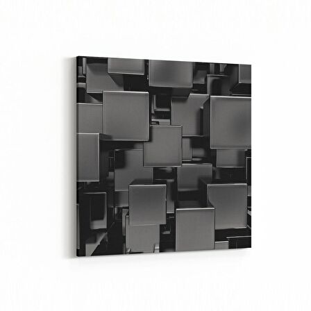 Olla 10058K Abstract 3 Boyut Görsel Kare Kanvas Tablo (Ölçü: 25X25)