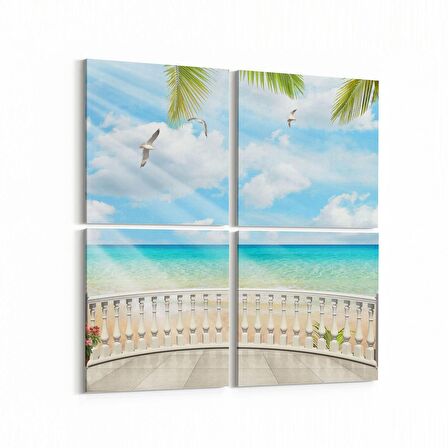 Olla 14149K4 Doğa / Manzara Görseli Kare 4'lü Kanvas Tablo (Ölçü: 125X125)