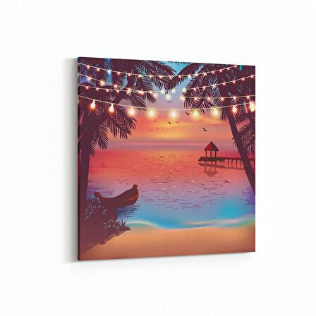 Olla 16041K Günbatımı Görseli Kare Kanvas Tablo (Ölçü: 30X30)